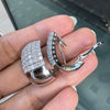 Diamond and 18 Carat White Gold Wide Lever-Back Earrings