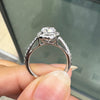 0.70ct E VS1 Diamond and Platinum Round Halo Cluster Engagement Ring