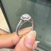 0.70ct E VS1 Diamond and Platinum Round Halo Cluster Engagement Ring