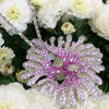 Pink and White Sapphire and Diamond 18 Carat Gold Coral Pendant and Chain