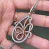 18 Carat White and Rose Gold Diamond Butterfly Pendant and Chain