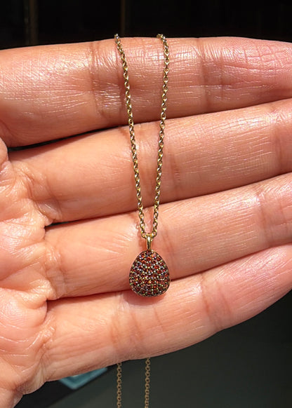 Links of London Garnet Pear Shape Pendant Necklace and Earrings Set in 18K Gold