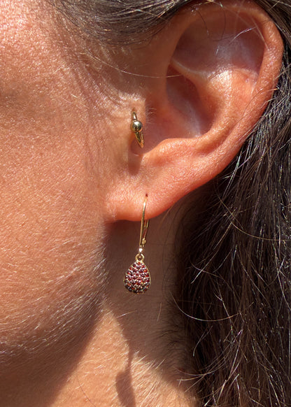 Links of London Garnet Pear Shape Pendant Necklace and Earrings Set in 18K Gold