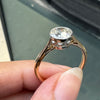 Art Deco 18 Carat Gold and Platinum Solitaire Diamond Ring in Rub-Over Setting