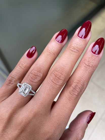 1.20ct H SI2 Emerald Cut Diamond 18 Carat White Gold Engagement Ring