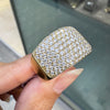Diamond and 18 Carat Yellow Gold Tapered Wide Band Dress Ring