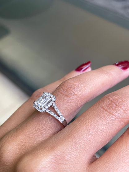1.20ct H SI2 Emerald Cut Diamond 18 Carat White Gold Engagement Ring