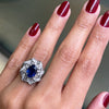 2.02 Carat Natural Blue Sapphire and Diamond Platinum Cluster Cocktail Ring