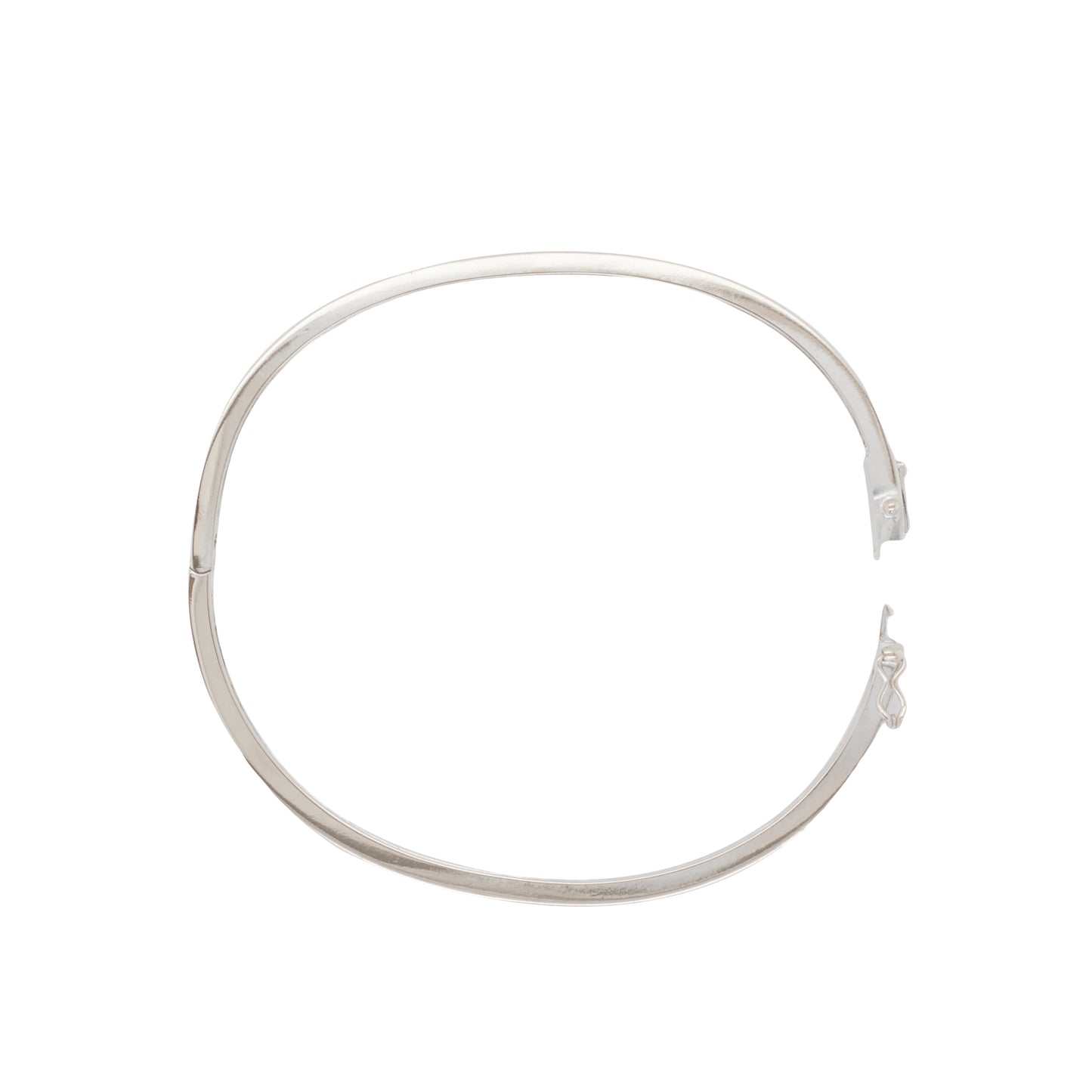 Diamond and 18 Carat White Gold Thin Bangle Bracelet