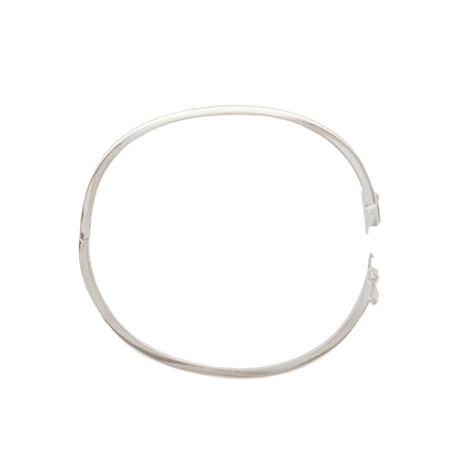 Diamond and 18 Carat White Gold Thin Bangle Bracelet