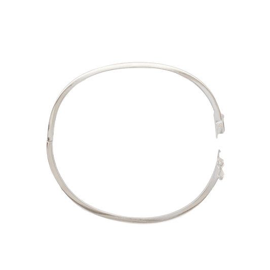 Diamond and 18 Carat White Gold Thin Bangle Bracelet