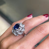 2.02 Carat Natural Blue Sapphire and Diamond Platinum Cluster Cocktail Ring