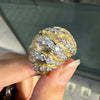Diamond 18 Carat Yellow and White Gold Textured Bombé Dome Cocktail Ring