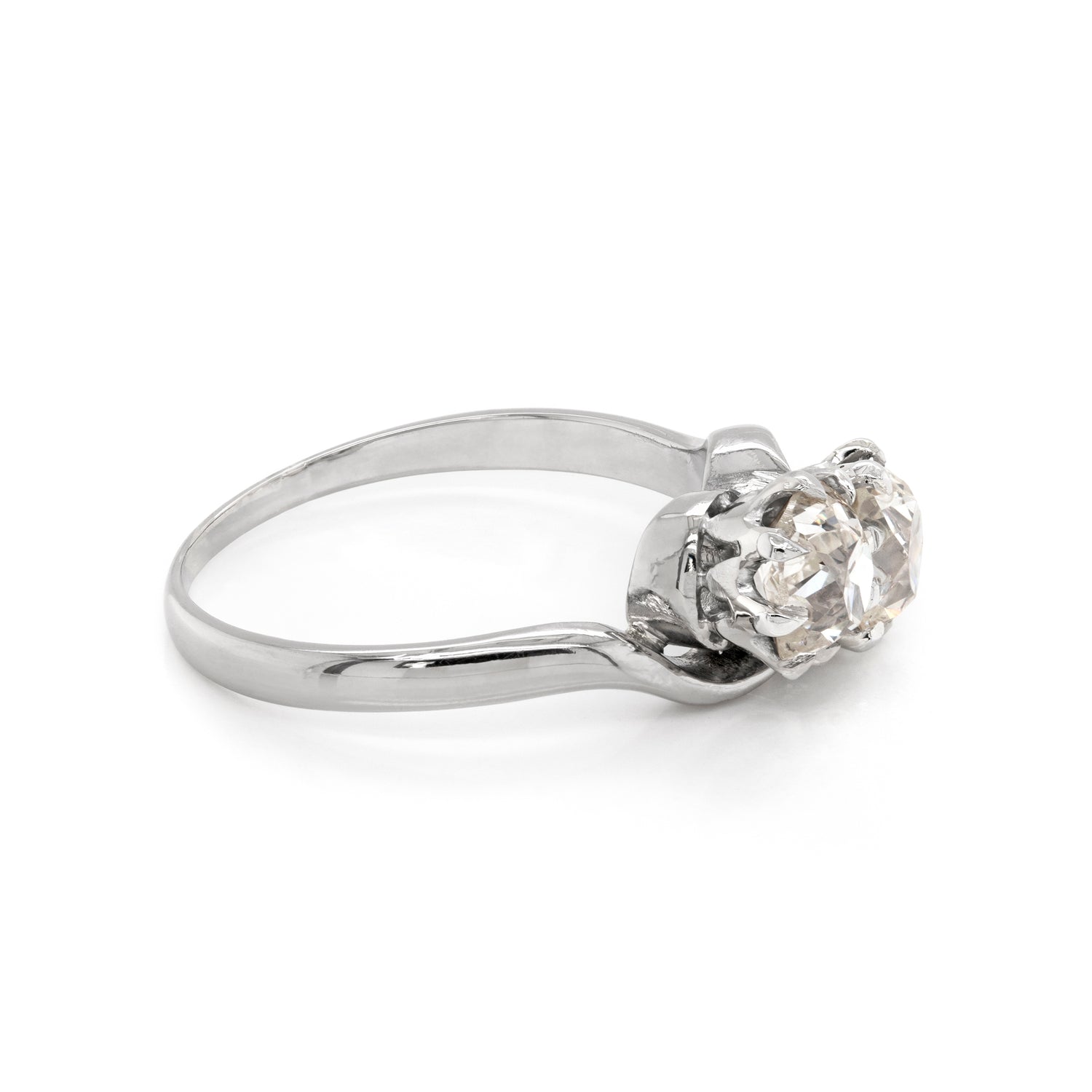 1.78 Carat Diamond Two-Stone Twist Platinum Engagement Ring, Circa 1930s