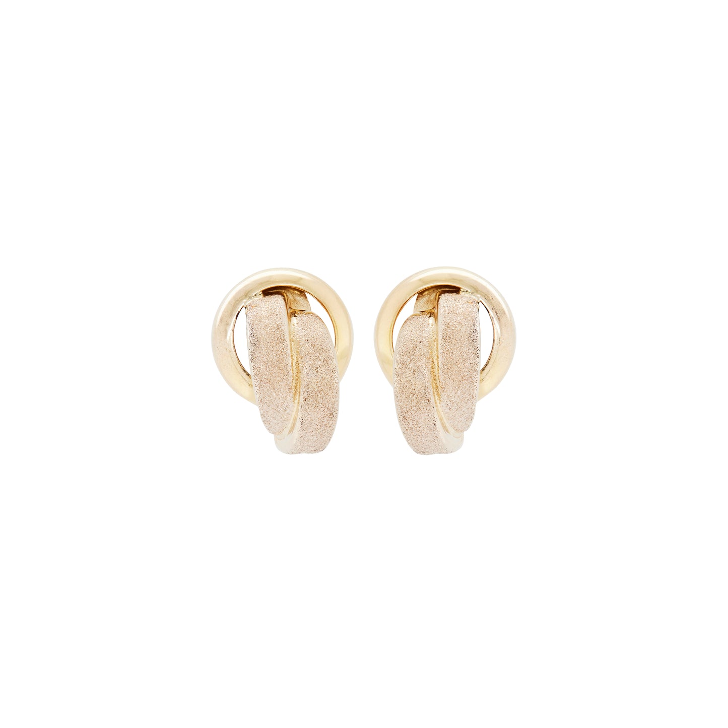 Textured 18 Carat Yellow Gold Open Work Abstract Knot Lever-Back Earrings
