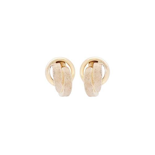 Textured 18 Carat Yellow Gold Open Work Abstract Knot Lever-Back Earrings