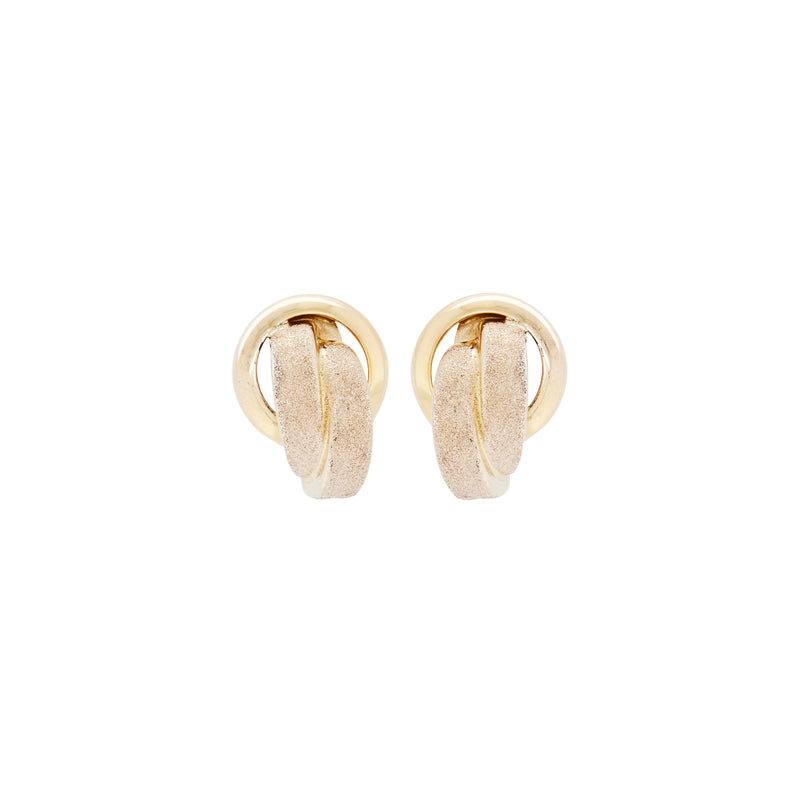 Textured 18 Carat Yellow Gold Open Work Abstract Knot Lever-Back Earrings