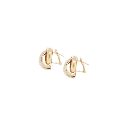 Textured 18 Carat Yellow Gold Open Work Abstract Knot Lever-Back Earrings