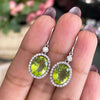 Oval Peridot and Diamond 18 Carat White Gold Drop Earring