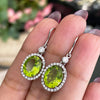 Oval Peridot and Diamond 18 Carat White Gold Drop Earring