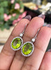 Oval Peridot and Diamond 18 Carat White Gold Drop Earring