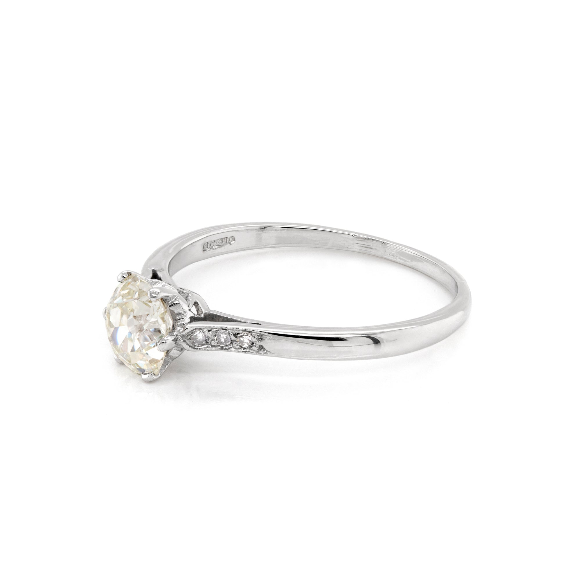 1.07 Carat Old Mine Cut Diamond Platinum Engagement Ring - Tobi Gem Setting