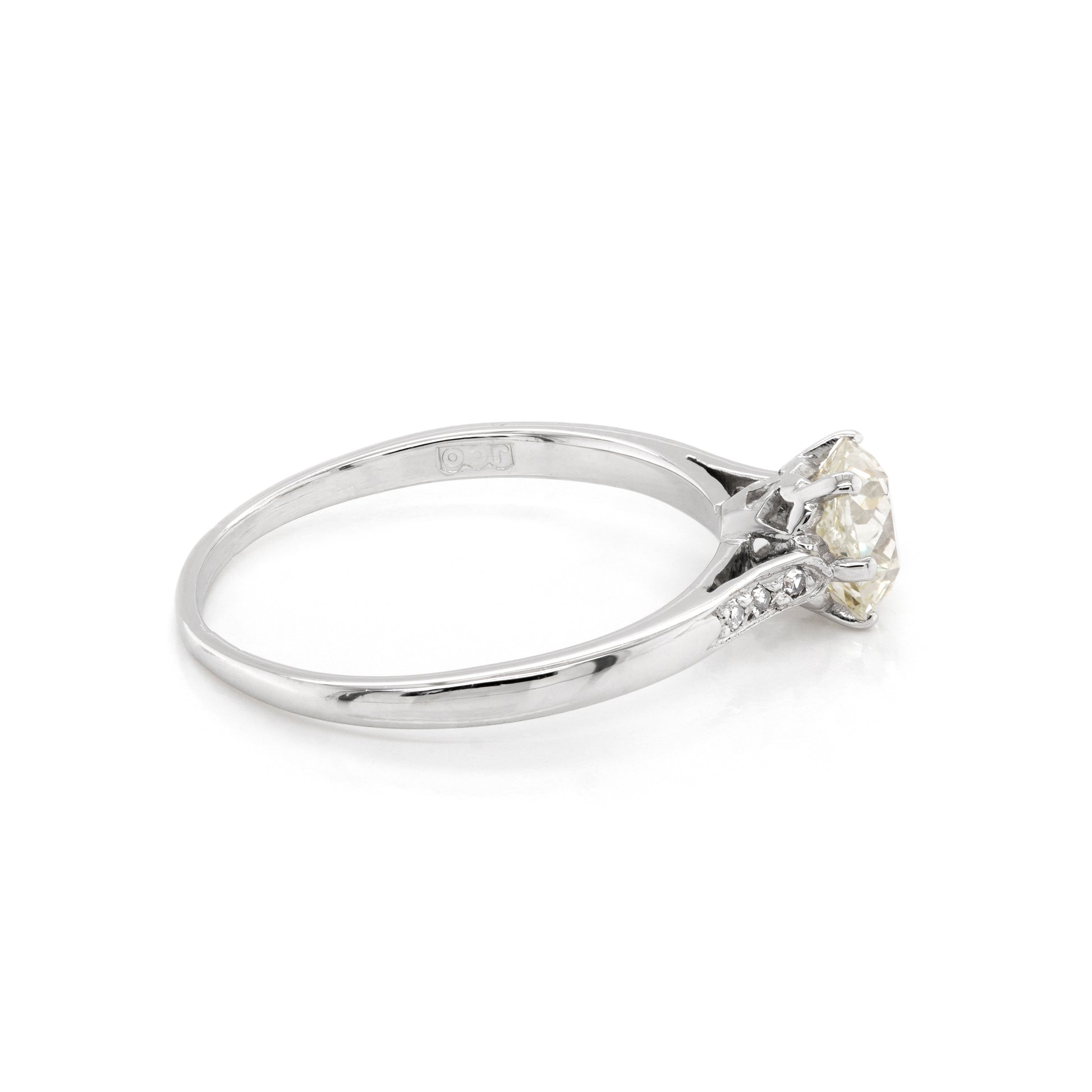 1.07 Carat Old Mine Cut Diamond Platinum Engagement Ring - Tobi Gem Setting
