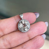 4.25ct Zircon and Diamond 18 Carat White Gold Halo Cluster Pendant