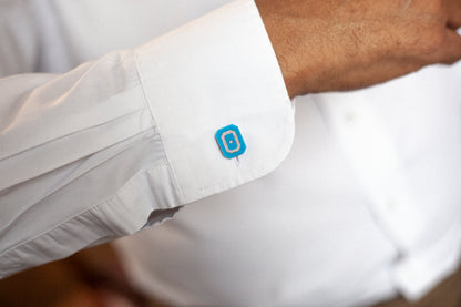 Turquoise and Diamond 18 Carat White Gold Octagonal Cufflinks