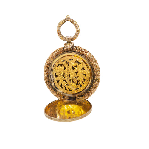 Antique Victorian Vinaigrette 10 Carat Yellow Gold Perfume Locket Pendant