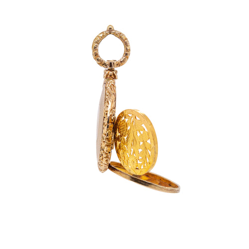Antique Victorian Vinaigrette 10 Carat Yellow Gold Perfume Locket Pendant