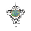 Antique Black Opal and Old Mine Cut Diamond Silver on Gold Brooch, circa 1880