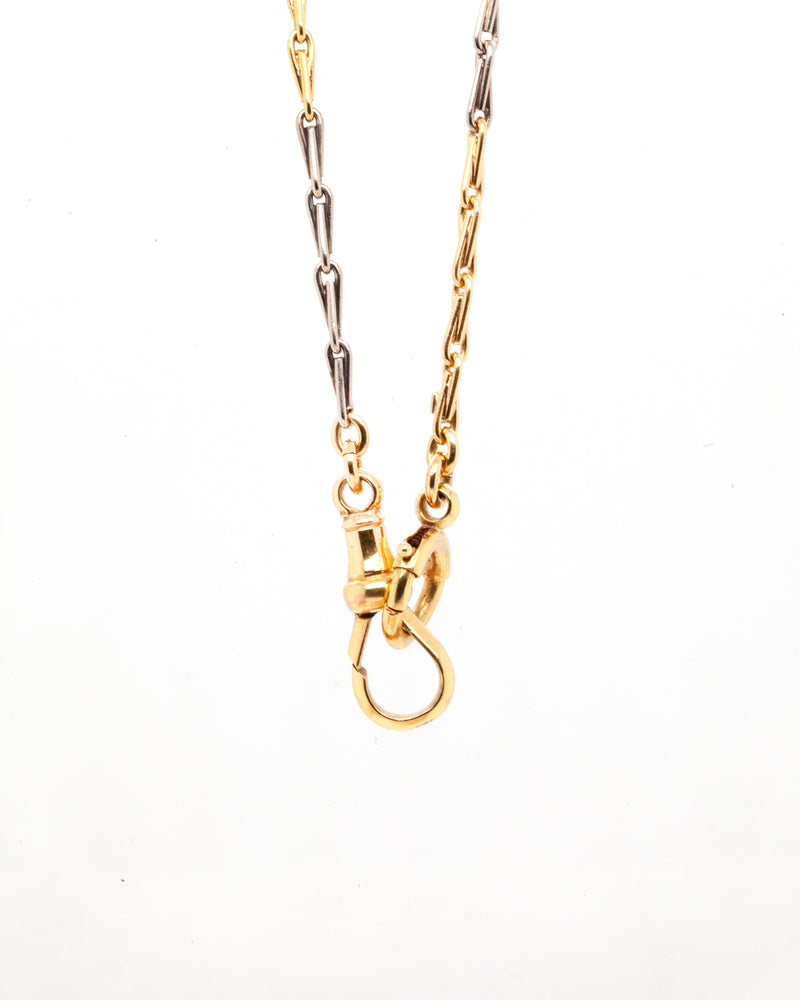 Details of fancy link 1920 vintage Albert two tone chain