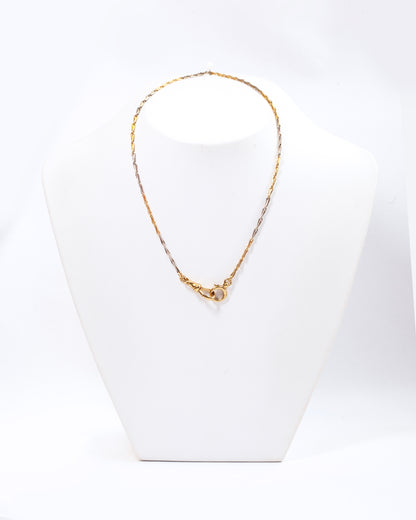 Antique 1920's 15 Carat White & Yellow Gold Fancy Link Two Tone Albert Chain