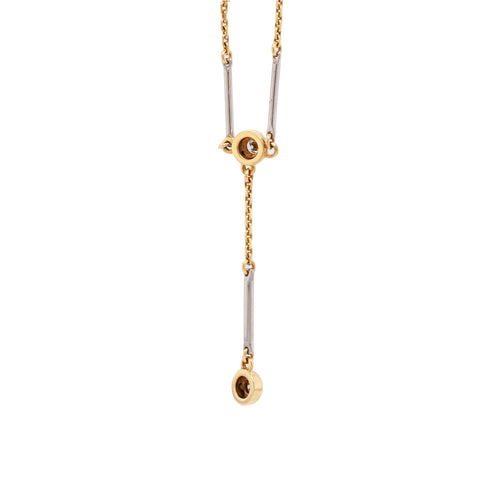 18ct Yellow and White Gold Diamond Drop Necklace