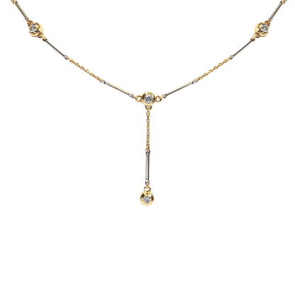18ct Yellow and White Gold Diamond Drop Necklace