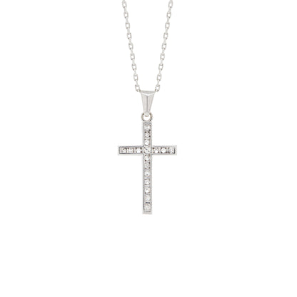 Vintage Old Cut Diamond and 18 Carat White Gold Cross Pendant Necklace
