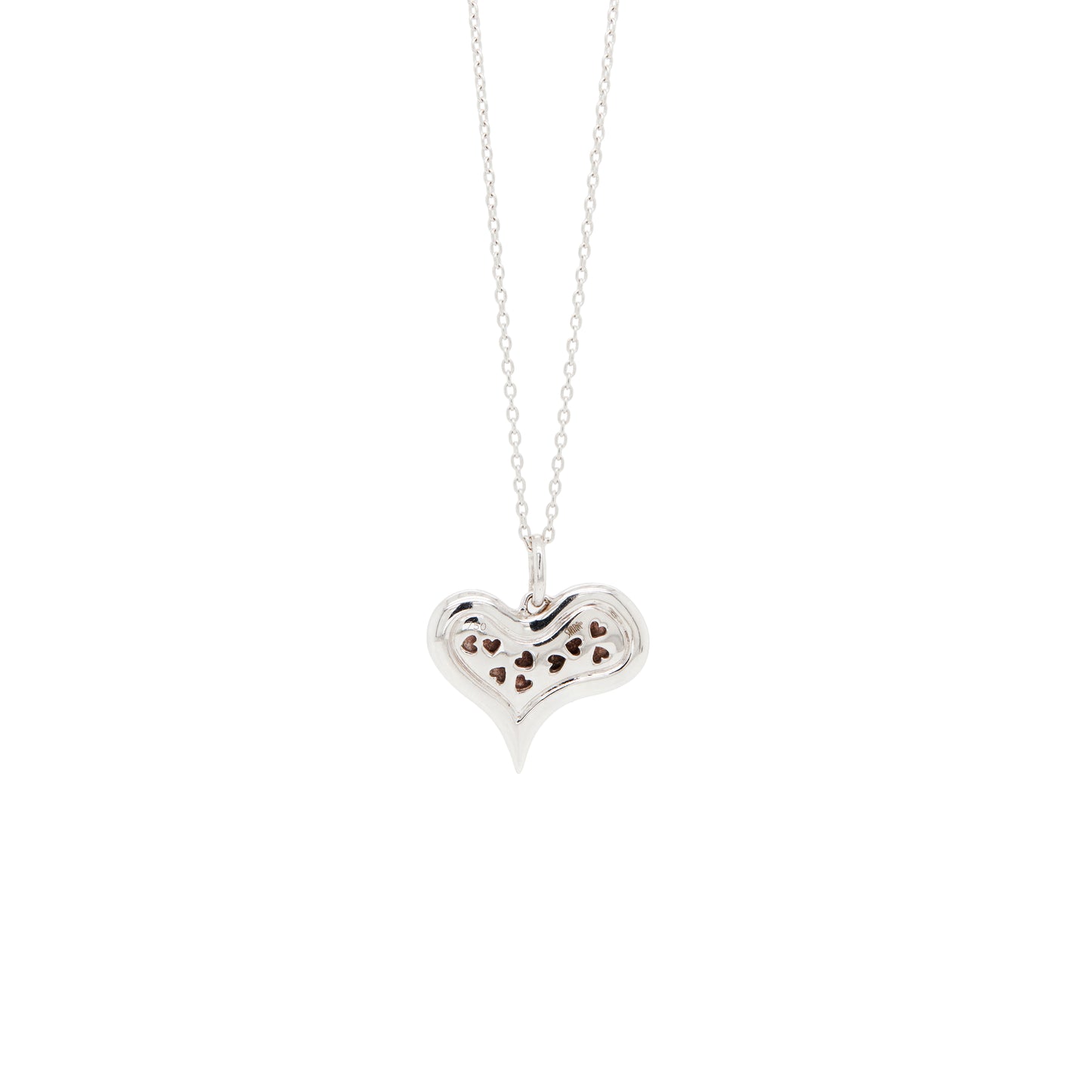 Pink & White Diamond 18 Carat Gold Stylised Heart Pendant and Chain