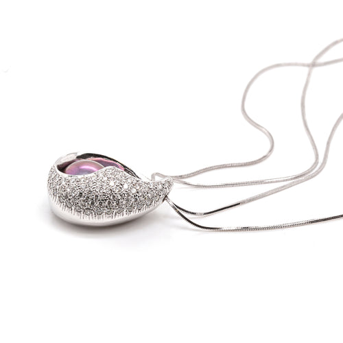 Black Pearl and Diamond 18t White Gold Double-Strand Necklace