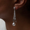 18ct White Gold, Diamond and Pearl Drop Earrings