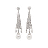 18ct White Gold, Diamond and Pearl Drop Earrings