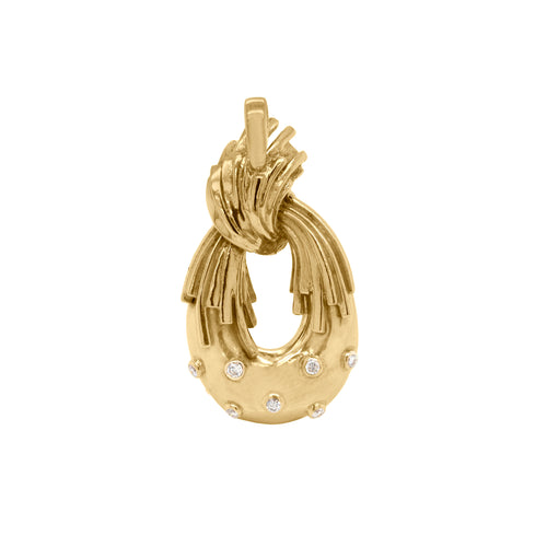 Ben Rosenfeld Diamond and 18 Carat Yellow Gold Open Work Stylised Oval Pendant