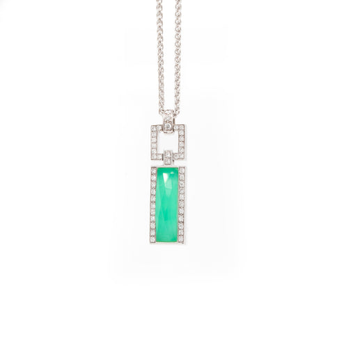 Stephen Webster Quartz and Diamond 18 Carat White Gold Pendant and Chain