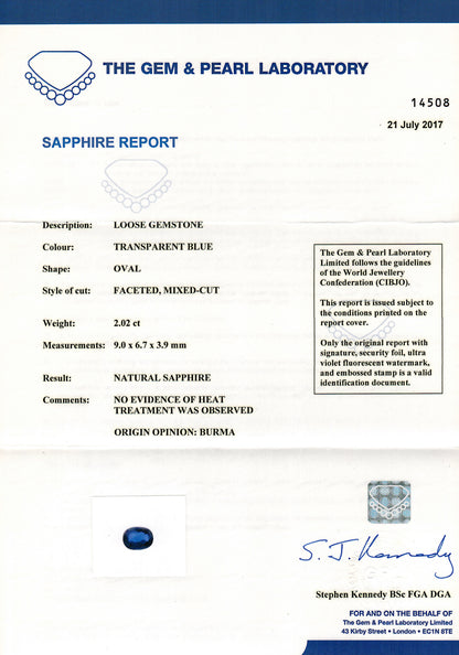 2.02 Carat Natural Blue Sapphire and Diamond Platinum Cluster Cocktail Ring