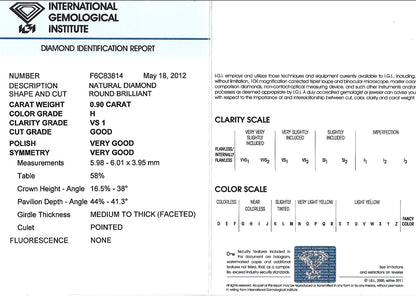 IGL diamond certifcate VS1