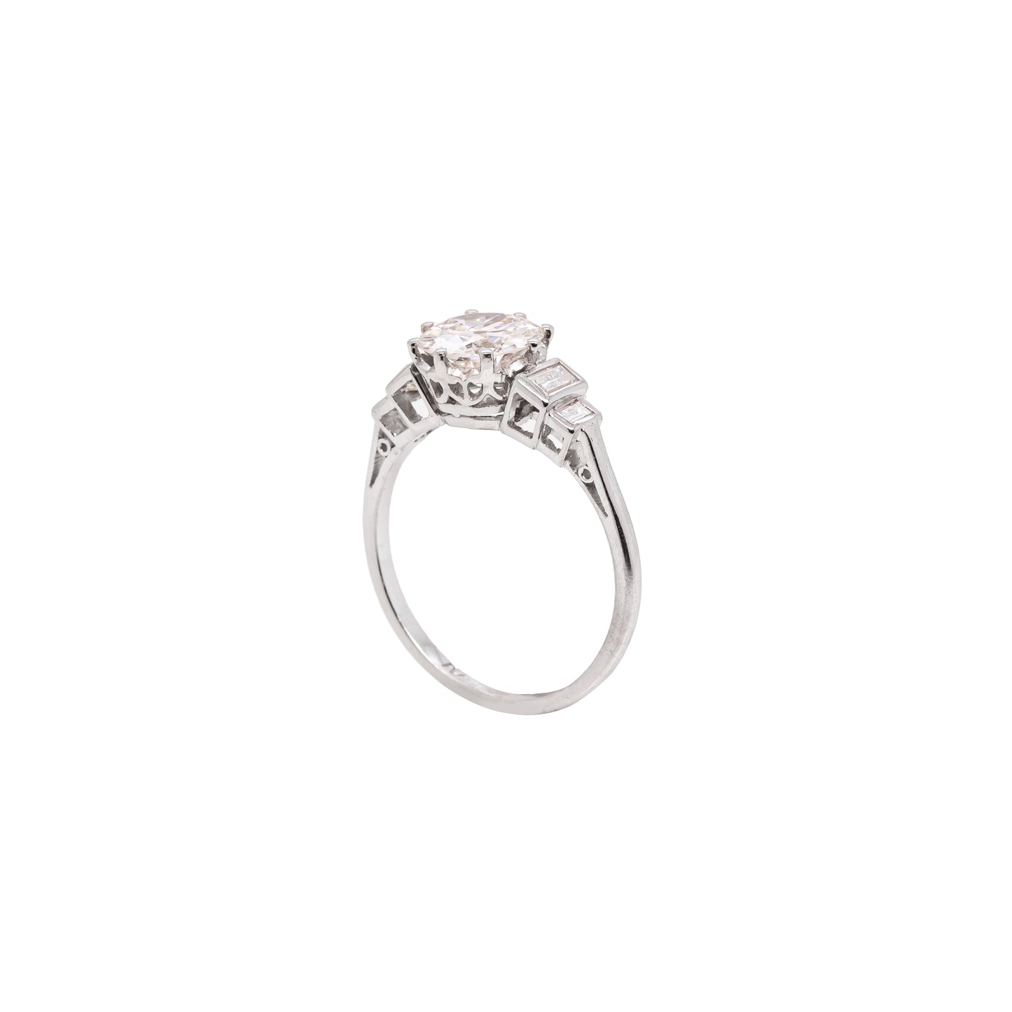 Art Deco 1.72 Carat Old Cut Diamond Platinum Engagement Ring, Circa 1920's