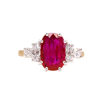 3.31ct Ruby and Diamond 18 Carat White & Yellow Gold Engagement Ring