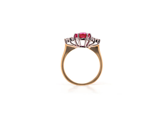 3.31ct Ruby and Diamond 18 Carat White & Yellow Gold Engagement Ring