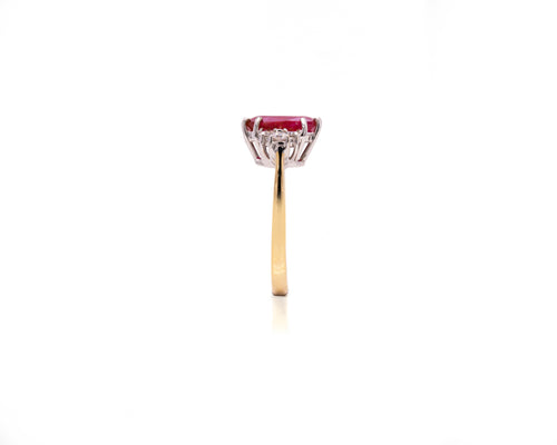 3.31ct Ruby and Diamond 18 Carat White & Yellow Gold Engagement Ring