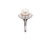 South Sea Pearl and Diamond 18 Carat White Gold Cluster Flower Engagement Ring